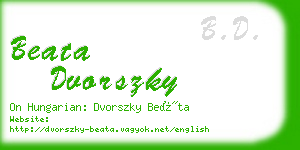 beata dvorszky business card